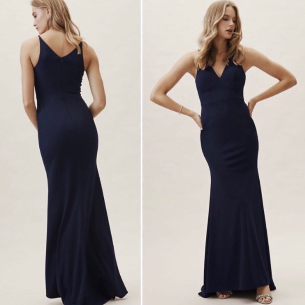 BHLDN Jones Dress Navy Blue Maxi Bridesmaid Formal